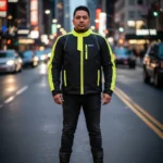 Chamarra Mr Motociclista Hombre 2xl Impermeable Negra Neón