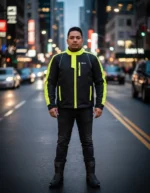 Chamarra Mr Motociclista Hombre 2xl Impermeable Negra Neón