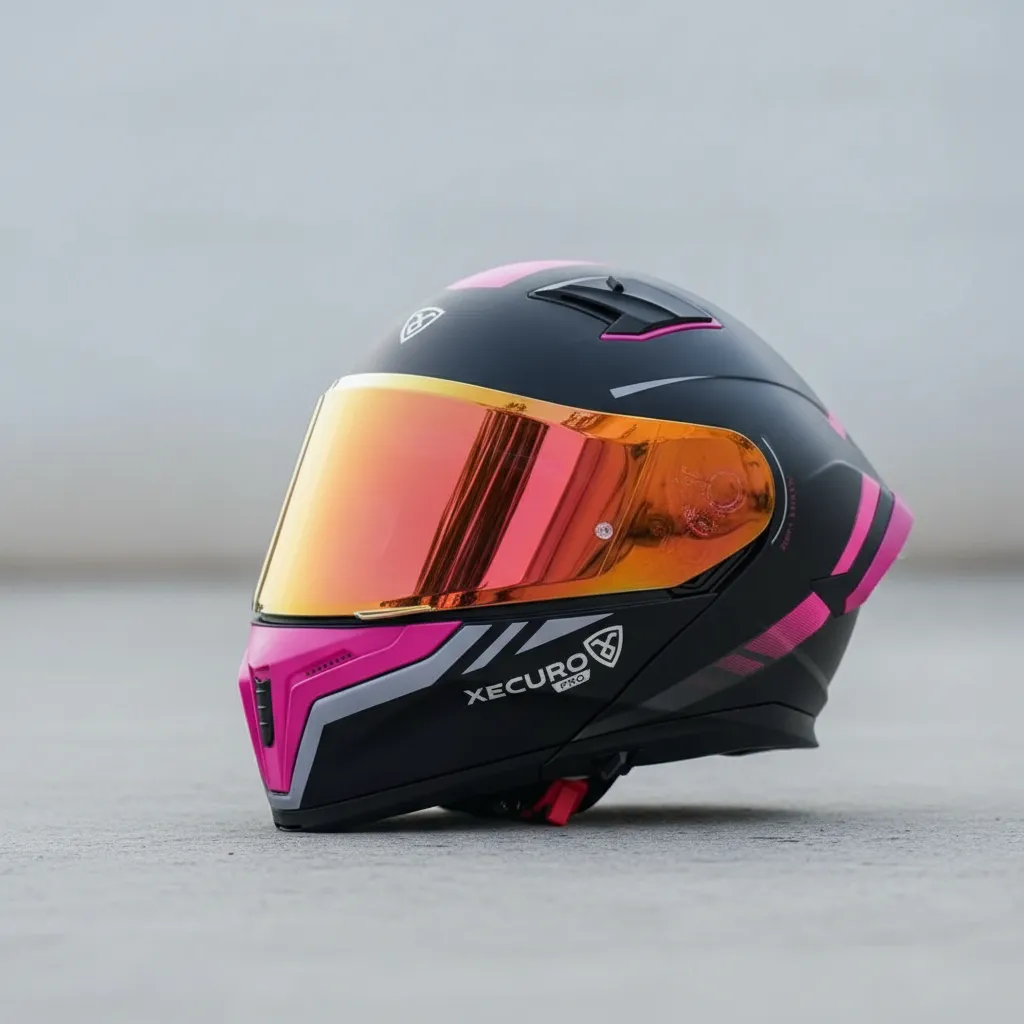 D_NQ_NP_2X_843572-MLM101589599527_122025-F Casco Para Moto Xecuro X217 Abatible Negro Rosa Mate Negro Con Rosa Sólido Mate L - Imagen 1