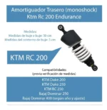 Amortiguador Trasero Monoshock Para Ktm Rc 200 Endurance - Imagen 4
